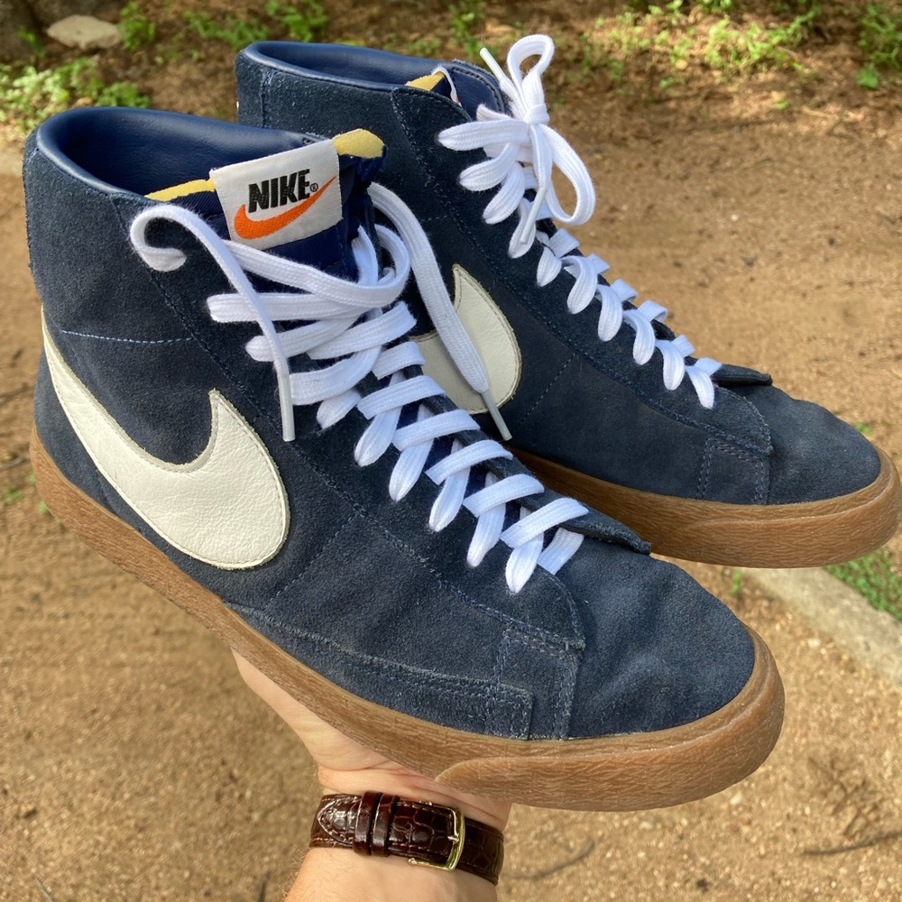 Nike Blue Suede Blazers mid ‘77 high top shoes. Size 10.5 women or size 9 men